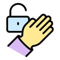 Lock palm scanning icon vector flat Royalty Free Stock Photo