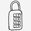 Lock with password doodle vector icon. Drawing sketch illustration hand drawn line eps10 Royalty Free Stock Photo