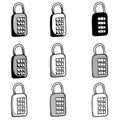 Lock with password doodle vector icon. Drawing sketch illustration hand drawn line eps10 Royalty Free Stock Photo