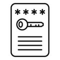Lock password icon outline vector. Data cipher