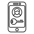 Lock phone user icon outline vector. Mobile registration access Royalty Free Stock Photo