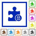 Lock plugin flat framed icons Royalty Free Stock Photo