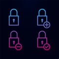 Lock, plus, check, minus sign nolan icon. Simple thin line, outline vector of web icons for ui and ux, website or mobile