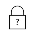 Lock question mark icon. Password hint Icon. Vector illustration. stock image.