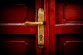 A lock in the red door of Peking University.