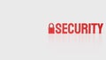 The lock and red security text on white background 3d rendering