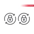 Lock reload line vector icon. Padlock and circle arrows.