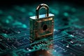The lock represents online security technology that shields against threats Royalty Free Stock Photo