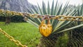 Lock rusted padlock on old chain Royalty Free Stock Photo