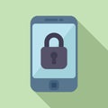 Lock secured phone icon flat vector. Id process multifactor Royalty Free Stock Photo