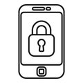 Lock secured phone icon outline vector. Id process multifactor Royalty Free Stock Photo