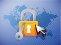 Lock security concept and world map illustration Royalty Free Stock Photo