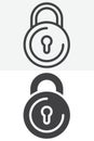 Lock security line and solid vector icon set Royalty Free Stock Photo