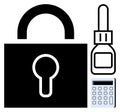 Lock, Security Token, and Calculator Representing Digital Security and Authentication Royalty Free Stock Photo