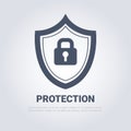 Lock On Shield Icon Protection And Security Concept Royalty Free Stock Photo