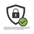 Lock and shield icon, vector illustration, security symbol. Guard safe protection Royalty Free Stock Photo