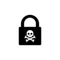 Lock sign black icon and skull and crossbones sign. Vector illustration eps 10 Royalty Free Stock Photo