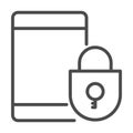 Lock in a smart phone icon. Element of cyber security icon for mobile concept and web apps. Thin line lock in a smart