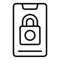 Lock smartphone icon outline vector. Phone secure Royalty Free Stock Photo