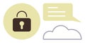 Secure Cloud Communication with Privacy and Data Protection Icons Royalty Free Stock Photo
