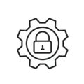 Lock technology, icon in line design. Lock, technology, security, system, encryption, digital, device on white