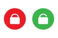 Lock and unlock easy icon green and red vector design for business.