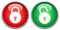 lock and unlock glossy button vector Royalty Free Stock Photo