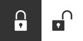 Lock and unlock icon on black and white background