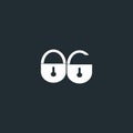 White Lock and Unlock icon flat on black font.
