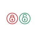 Lock Unlock Outline icon symbol. Security design element. Padlock vector illustration. Protection symbol isolated on white Royalty Free Stock Photo