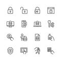 Lock and unlock icons in thin line style Royalty Free Stock Photo