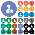 Lock user account round flat multi colored icons