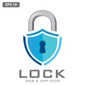 Lock vector icon. Cyber security system, access control, protection abstract business logo. Close padlock Royalty Free Stock Photo