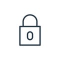 lock vector icon isolated on white background. Outline, thin line lock icon for website design and mobile, app development. Thin Royalty Free Stock Photo