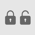 Lock vector icon. Two locks opened and closed