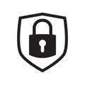 Lock vector iconShield security with lock symbol. Protection, safety, password security vector icon illustration