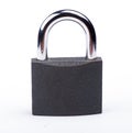 Lock on a white background. Castle close-up. Protection of property. Security of money