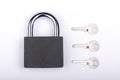 Lock on a white background. Castle close-up. Protection of property. Security of money