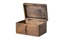 Lockable old wooden box. Container for storing small items with an open lid Royalty Free Stock Photo