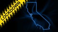 Lockdown California, outline map Coronavirus, Outbreak quarantine