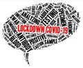 Lockdown Covid-19 speech bubble shaped word cloud Royalty Free Stock Photo
