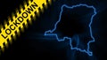 Lockdown Democratic Republic Congo, outline map Coronavirus, Outbreak quarantine Royalty Free Stock Photo
