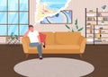 Lockdown depression flat color vector illustration