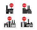 Lockdown forbidden factory vector icon. Prohibited Warning, caution, attention, restriction label danger. actory flat Royalty Free Stock Photo