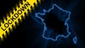 Lockdown France, outline map Coronavirus, Outbreak quarantine