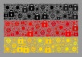 Lockdown Germany Flag - Mosaic with Lock Icons and Covid Viruses