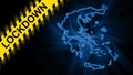 Lockdown Greece, outline map Coronavirus, Outbreak quarantine