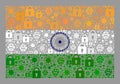 Lockdown India Flag - Collage of Locks and Viruses
