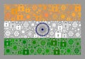 Lockdown India Flag - Collage of Locks and Viruses Royalty Free Stock Photo