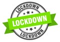 lockdown label sign. round stamp. band. ribbon